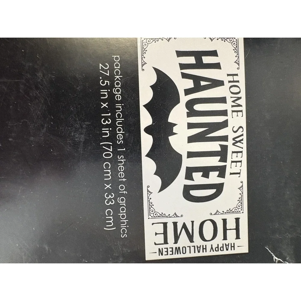 Design Group Halloween Flocked Wall Art Decal Haunted Home 27.5x13 Black
